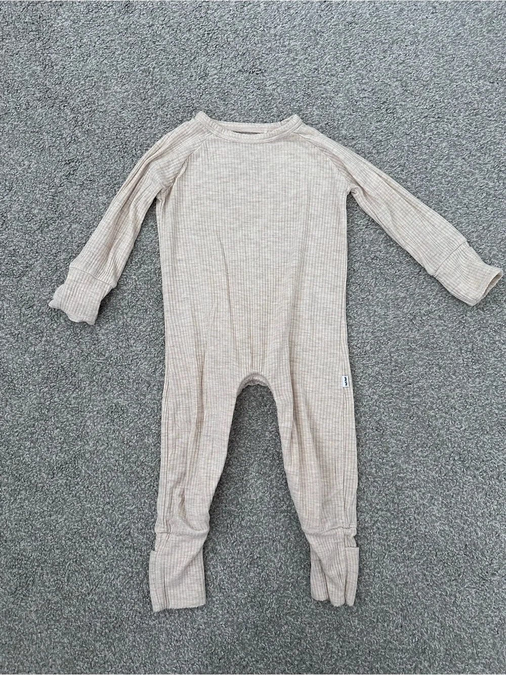 Little Sleepies Oatmeal Ribbed Crescent Zippy